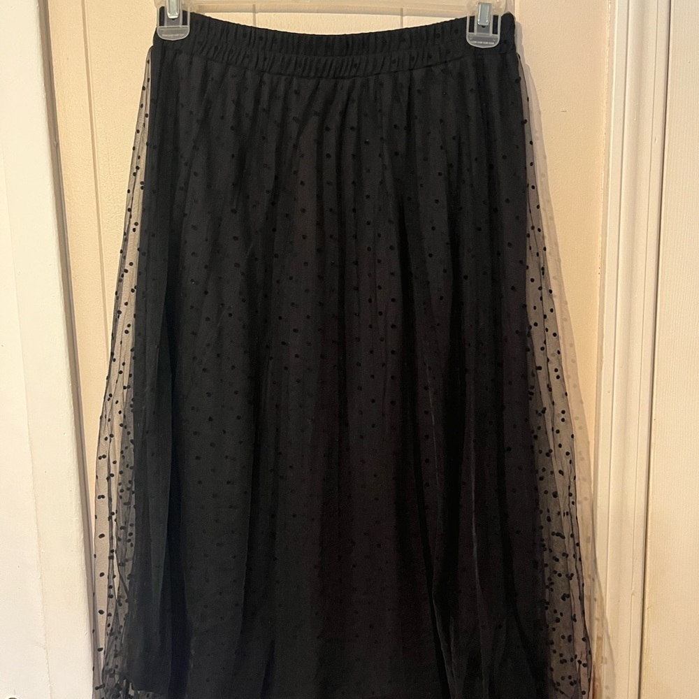 Blu Pepper Black Pleated Midi Skirt